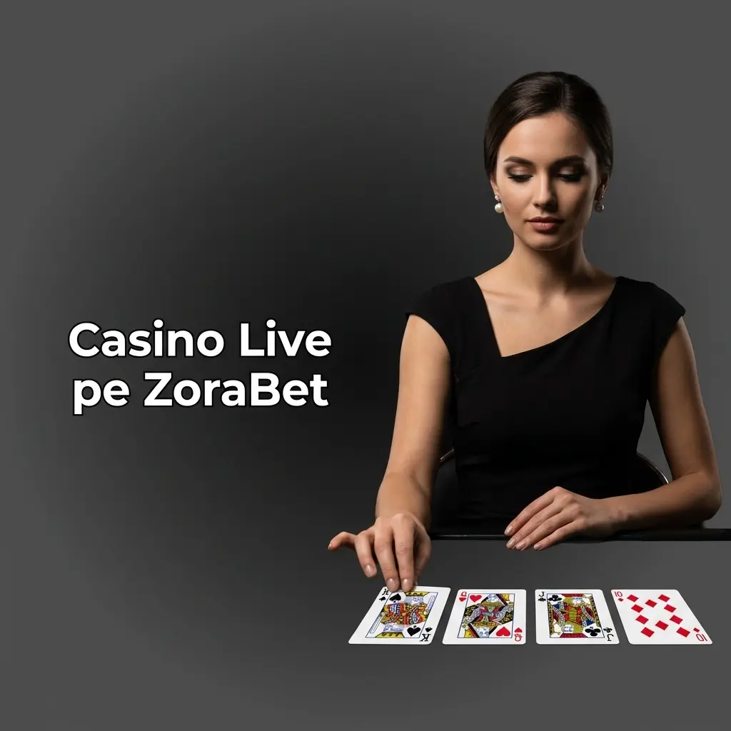 Dealer uman la masa de blackjack live ZoraBet, transmis din studio profesional cu camere HD pentru jucători din România